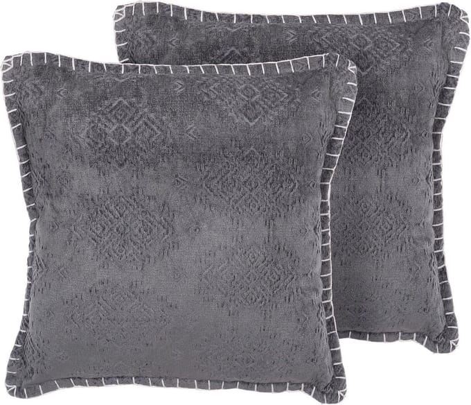 MELUR - Sierkussen set van 2 - Donkergrijs - 45 x 45 cm - Katoen