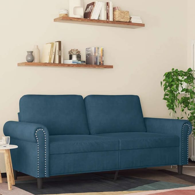 vidaXL - Tweezitsbank - 140 - cm - fluweel - blauw