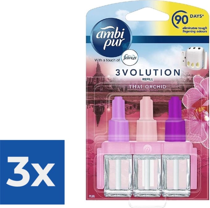 Ambi Pur 3Volution Luchtverfrisser Navulling - Thai Orchidee 20 ml - Voordeelverpakking 3 stuks
