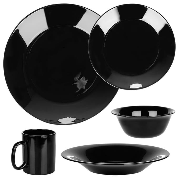 Serviesset Glas Zwart 30 delig - Servies Set - Bordenset - Borden