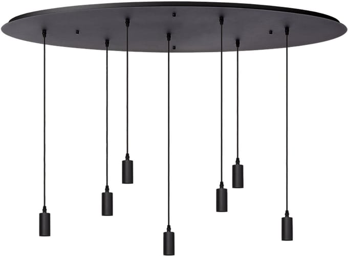 Atmooz Yoki 7 Hanglamp – 125x55 cm – Zwart – 7 Pendels – E27 – Ovale Plafondplaat – Designlamp
