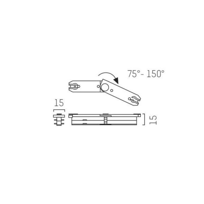 Molto Luce Flex-verbinder voor Volare 2-fase rail, 70-150°
