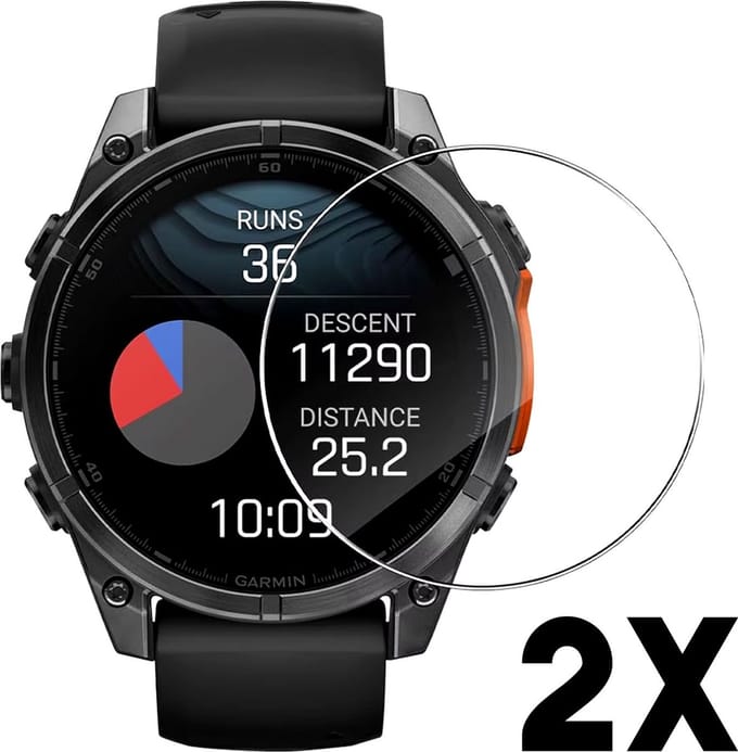 Screenprotector geschikt voor Garmin Fenix 8 – 43mm – Gehard glas – Hoge kwaliteit screen protector 43 mm – Tempered Glass 9H – 2 stuks – TechDefend