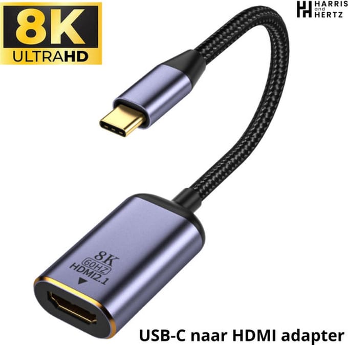 Harris and Herz - USB-C naar HDMI adapterkabel - ondersteunt 8K@60Hz ! - converter - thunderbolt