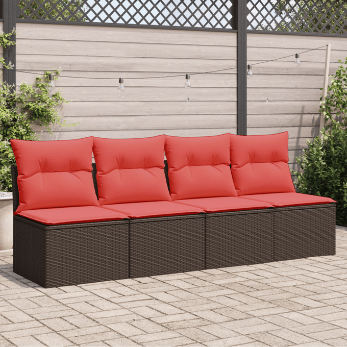vidaXL - Tuin - Sofa - met - kussen - Bruin - 220 - x - 62 - x - 69 - cm - poly - rattan