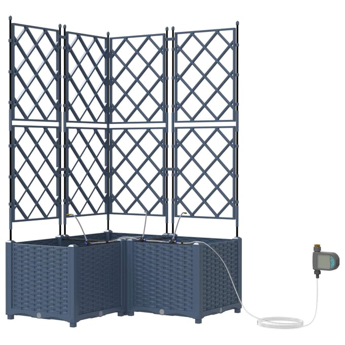 vidaXL - Plantenbak - 3 - st - Grijs - 80 - x - 80 - x - 142 - cm - PP