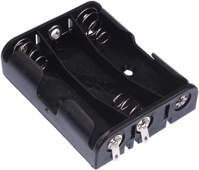 Batterij Houder - 3x AA Case - Elektronica Projecten - Soldeer Lug Terminals - 58x47x16mm - Zwart
