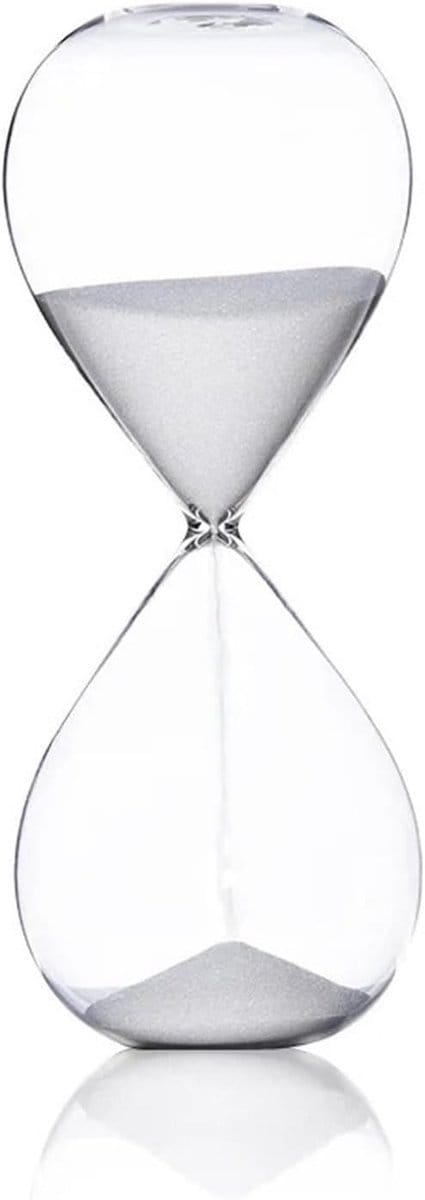 Zandloper Set - Glazen Timer - Tijd Meten - Vijf Duren - 15 cm Hoog - Wit