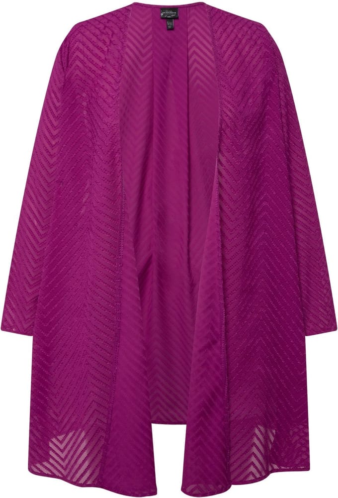 Ulla Popken - Dames - Jasje 3D-zigzagmotief A-lijn V-hals - Magenta - Maat 46+