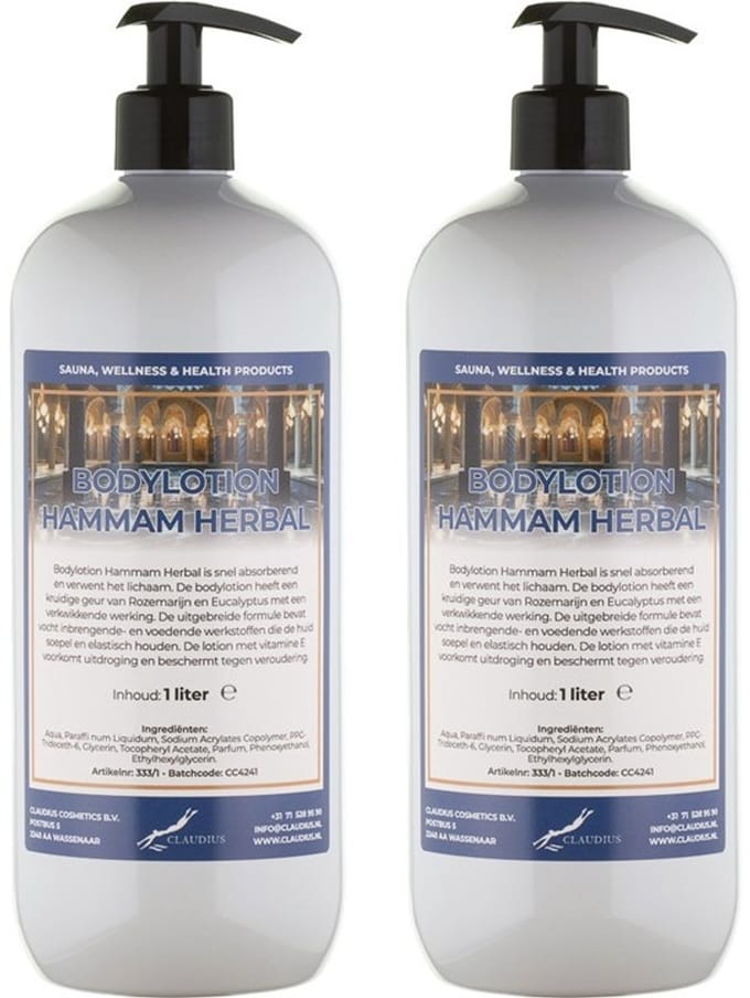 Bodylotion Hammam Herbal 1 Liter - met gratis pomp - set van 2 stuks