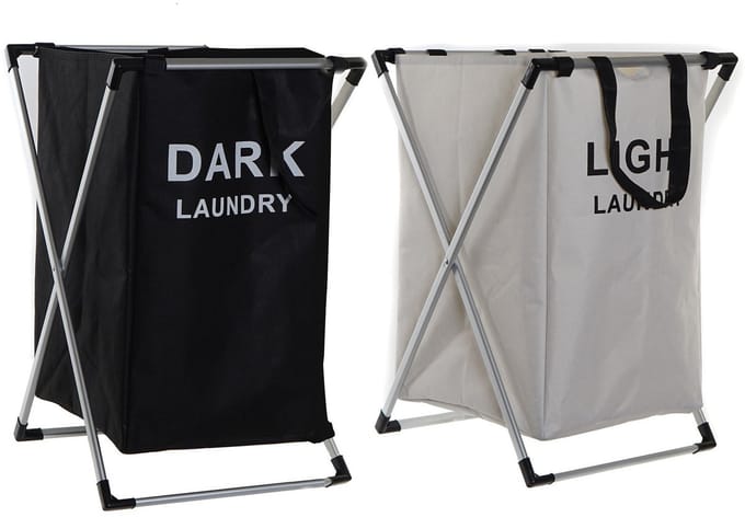Benson Wasmanden set - 2x 60 Liter compartiment - Light / Dark - 39 x 38 x 60 cm - aluminium frame