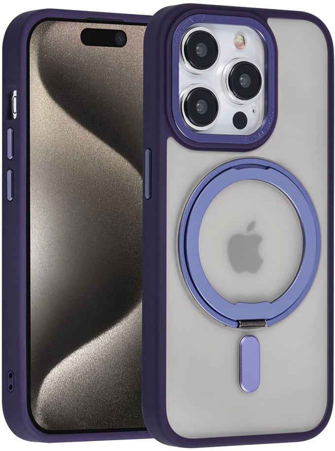 UNIQ Accessory Back Cover - Apple iPhone 15 Pro - Paars - MagSafe-ring/kickstand - Valbescherming