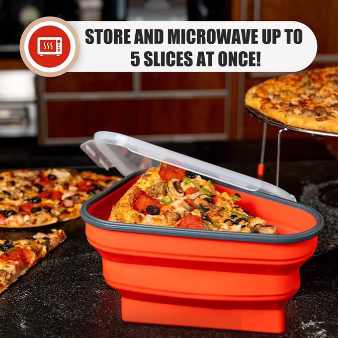 Pizza Punt Container met Deksel Siliconen Herbruikbaar Opvouwbaar Pizza Punt Opbergdoos Bewaardoos red
