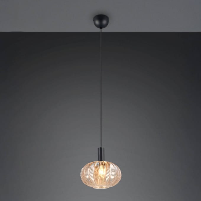 Reality Leuchten Hanglamp Elvezia, amber, Ø 26 cm, glas, E27
