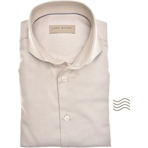John Miller Overhemd Slim Luxury Two-Ply Duo Color Licht Bruin / male