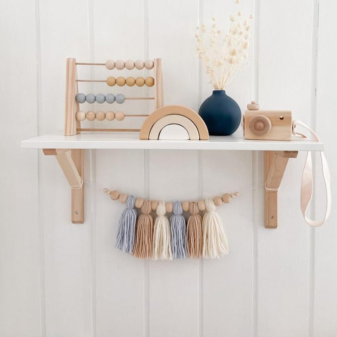 Houten Abacus Speelgoed Eenvoudig Ontwerp Wiskunde Leerspeelgoed Tafelblad Versiering beige