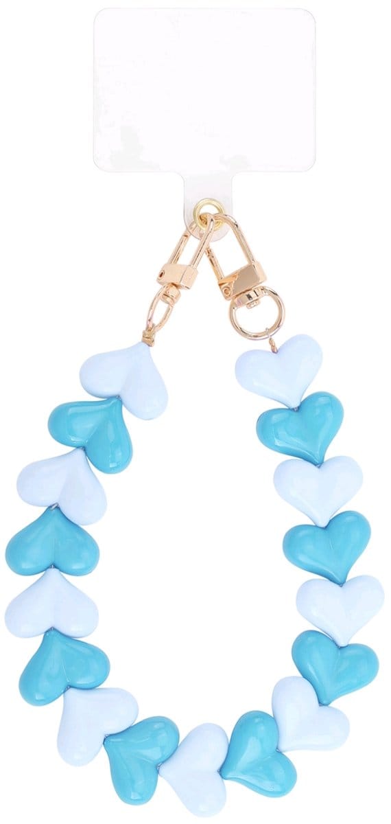 Telefoonkoord hartjes blauw