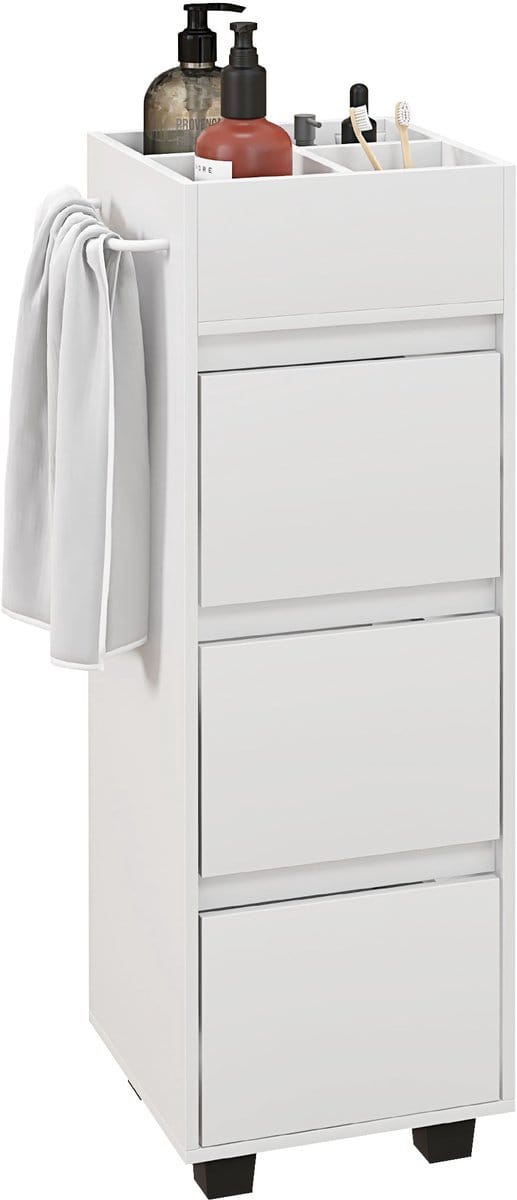 HOMCOM-Badkamerkast-35x30x90cm-Panneau de particules-Blanc