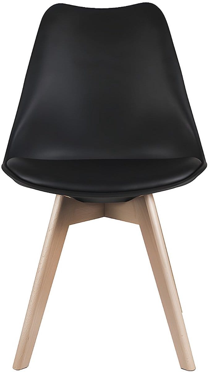 Vente-unique Set van 2 stoelen JODY - Polypropyleen, kunstleer en beuken - Zwart