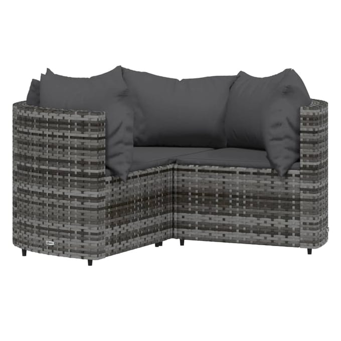 vidaXL - 4-delige - Loungeset - met - kussens - poly - rattan - grijs