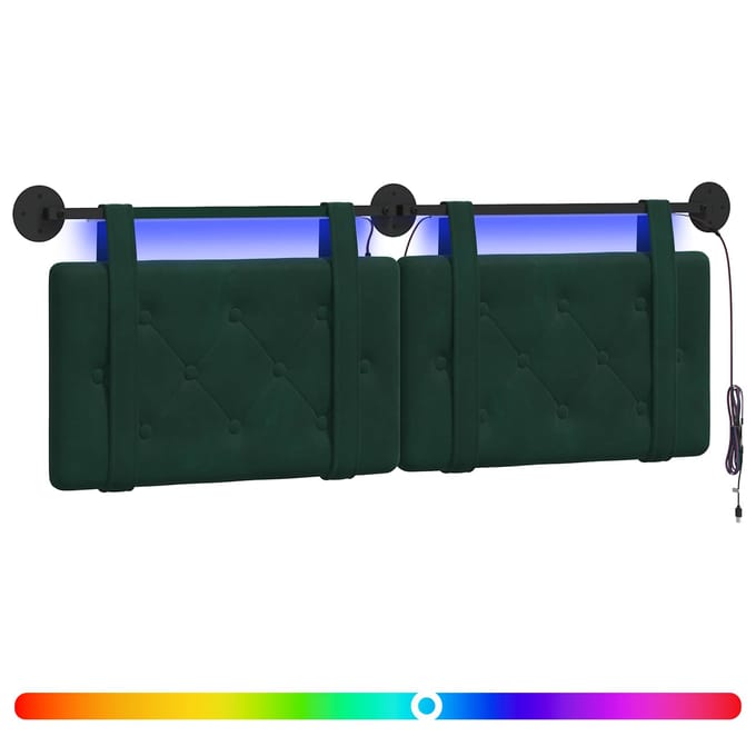 vidaXL - Hangend - hoofdbord - Met - LED-verlichting - Donkergroen - Fluweel