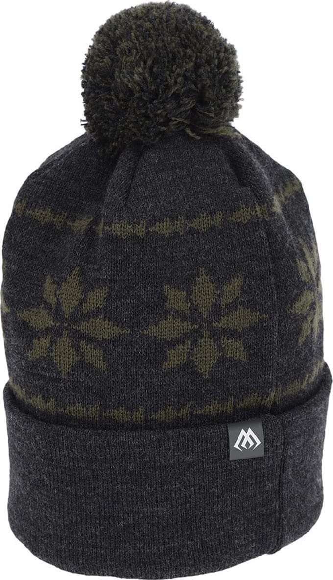 Mikado Beanie Winter Muts – Warme Vis Muts met Pompon – Grijs Groen