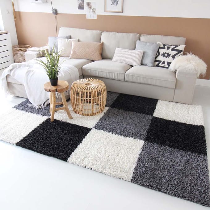 Hoogpolige loper - Trend Cube antraciet 80x250