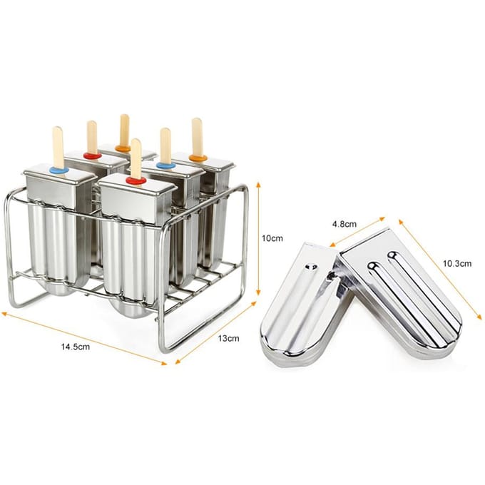 Moule à glace en acier inoxydable avec support pour bâtonnets. white