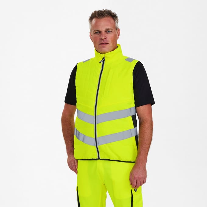 Engel Safety gewatteerd bodywarmer 5159-158 - Hi-vis Yellow / Black - S