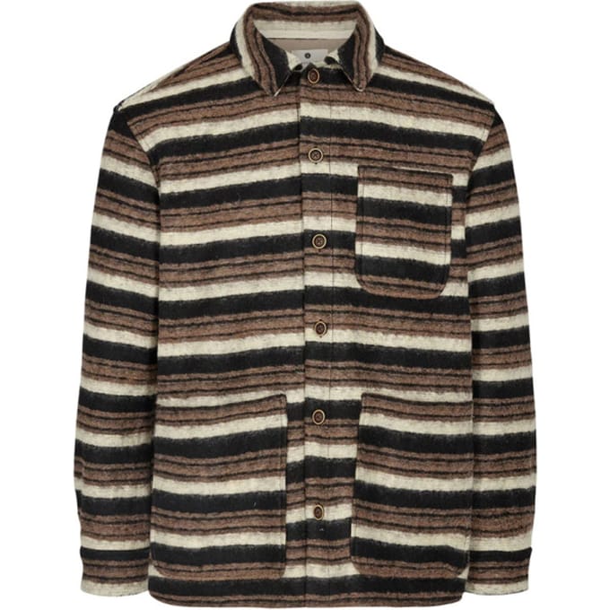 Anerkjendt Akotto wool stripe overshirt chocolate brown