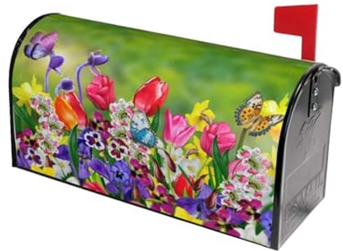 Vlinder en Bloem Brievenbushoes voor Tuin Decoratie - Magnetisch, Standaard Formaat 21" x 18"