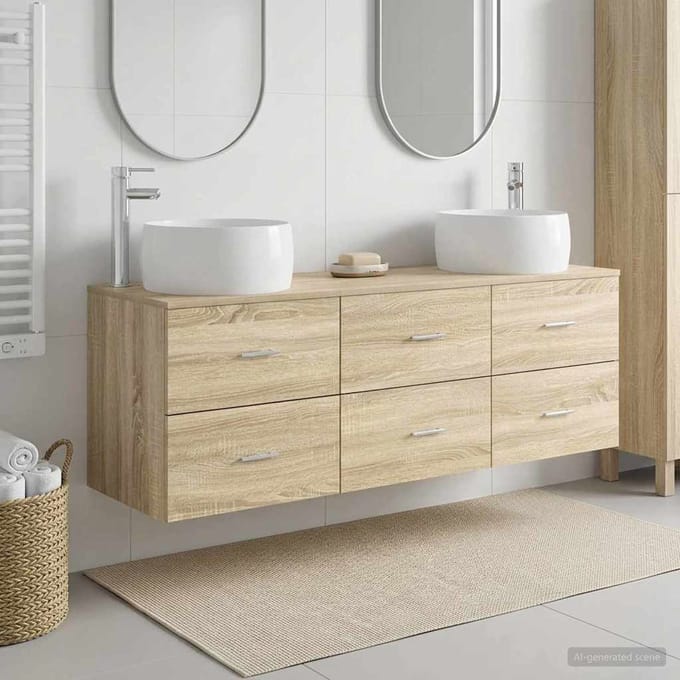 vidaXL - Badkamerkast - set - 3 - st - Sonoma - Eiken - 161,5 - x - 44,5 - x - 80 - cm