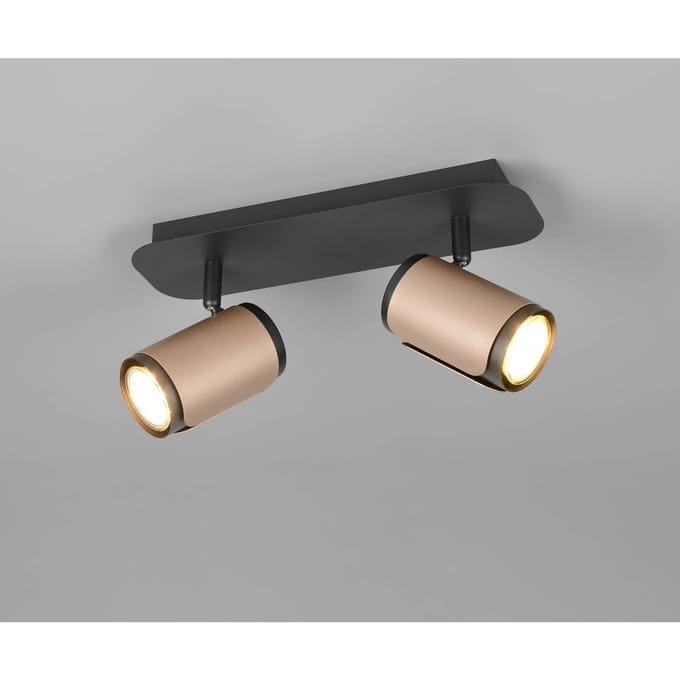 Trio Lighting Plafondspot Gillan, coffee, 2-lamps, metaal, GU10