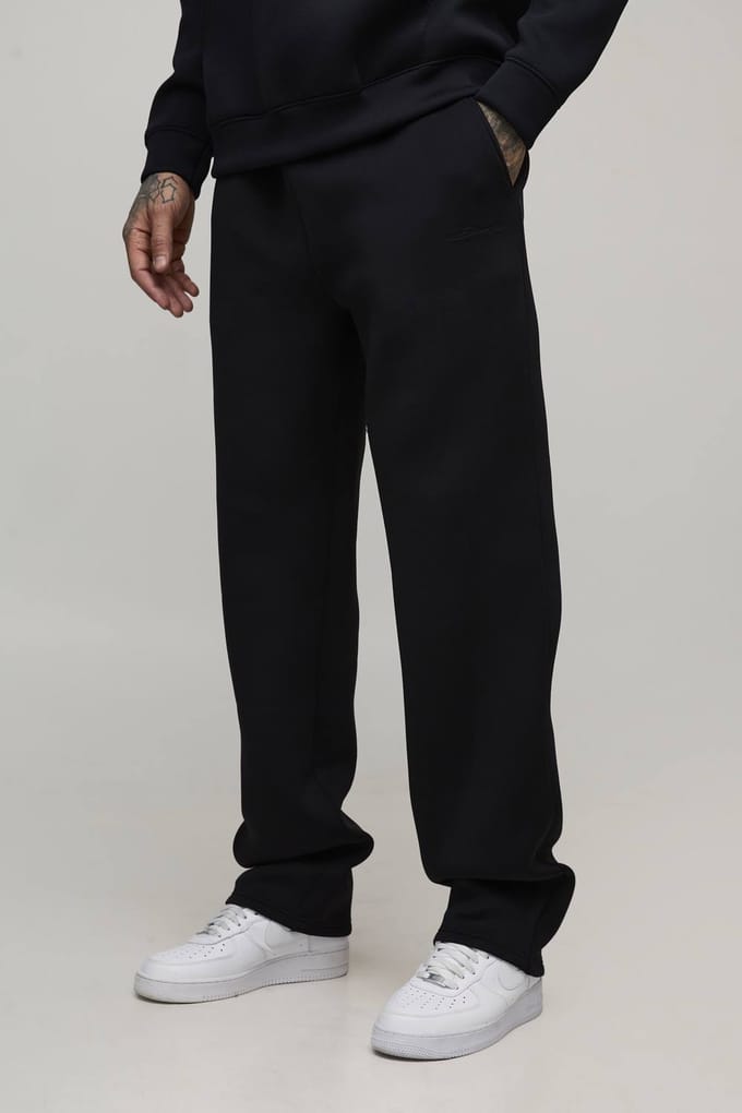 Tall Straight Fit Scuba Trousers | Black | Size Medium