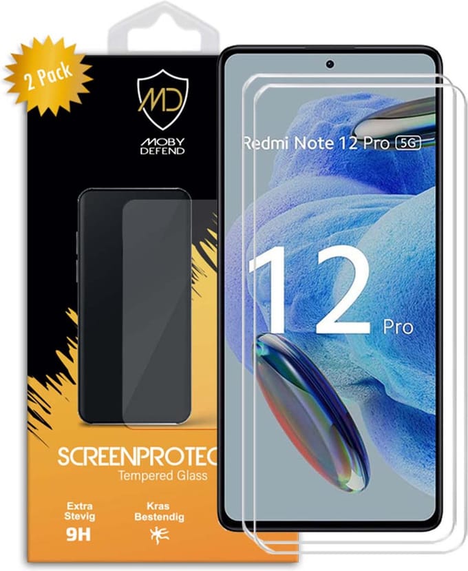 2-Pack MobyDefend Screenprotectors - Geschikt voor Xiaomi Redmi Note 12 Pro 5G - Case-Friendly Screensavers - Gehard Glas