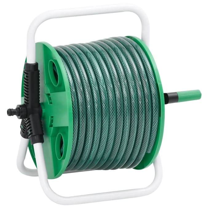 vidaXL - Slanghaspel - met - 30 - m - slang - vrijstaand - PVC - groen
