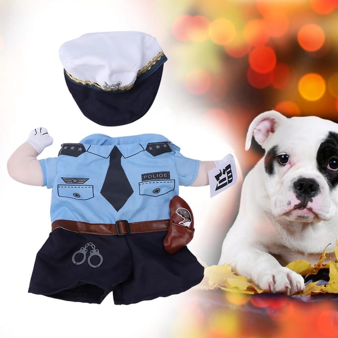 Polyester Schattige Huisdier Halloween Kleding Straf Politie Rechtopstaand Kostuum Verkleedkleding voor Katten Honden(S) S black