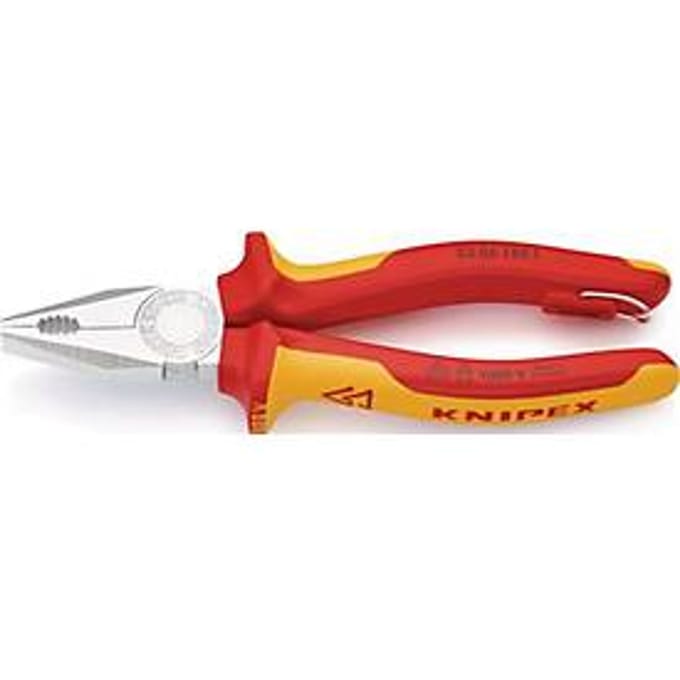 Combinatietang L.180 mm, meervoudige huls, verchroomd, VDE-gecertificeerd, met oog, KNIPEX