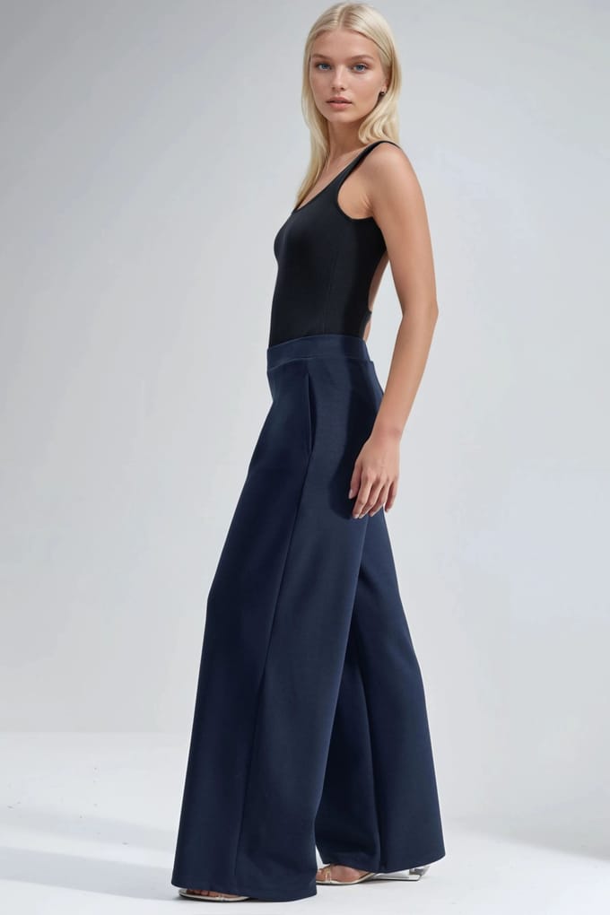 Elastische Taille Plissé Palazzo Broek