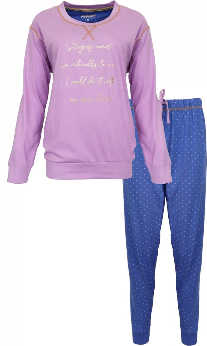 Irresistible Dames Pyjama - Katoen - Licht Paars - Maat M