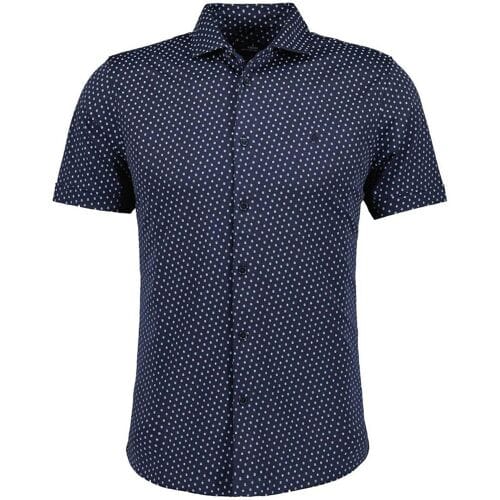 Ragman Overhemd Soft Knit Fine Polka Dot Pima Cotton Fabric Mix Marine / male