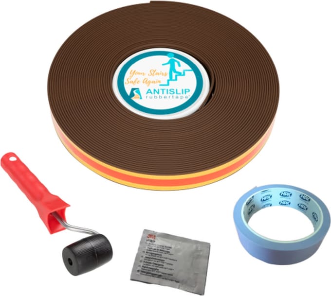 Anti slip trap strip bruin complete set voor 1 trap