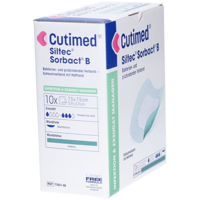 Essity Cutimed® Siltec® Sorbact® B Schuimverbanden met kleefrand 10 Verband