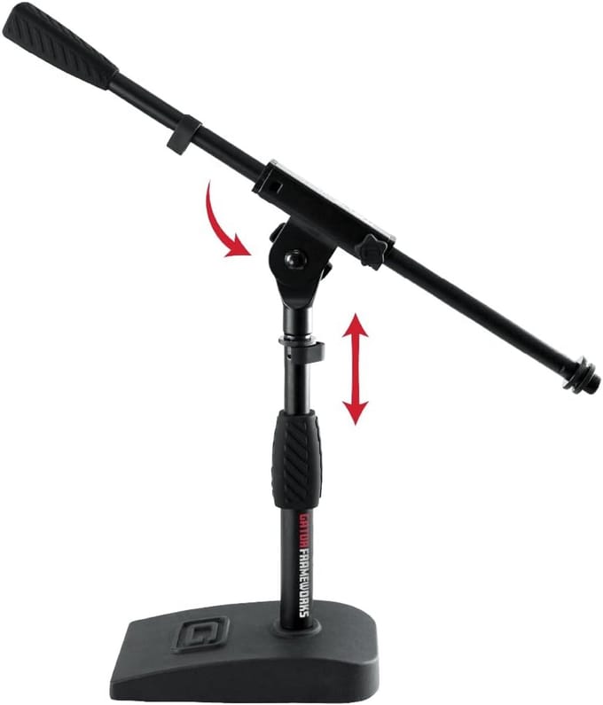 Microfoonstatief met Korte Gewogen Basis, Soft Grip Twist Koppeling en Boom Arm – Ideaal voor Opname en Live Geluid