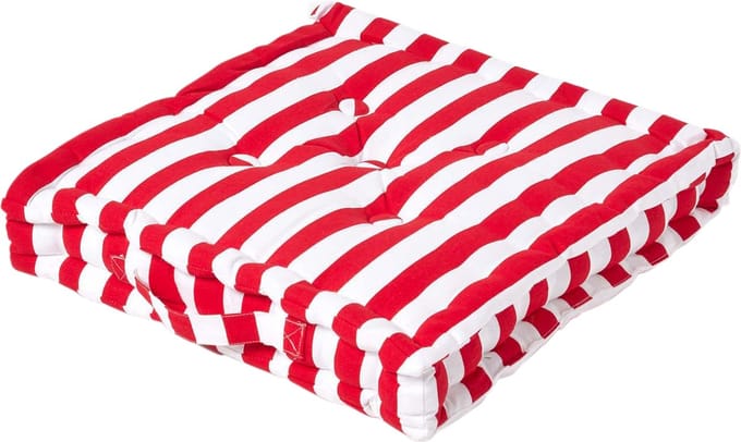Homescapes zitkussen brede strepen rood 40 x 40 x 10 cm
