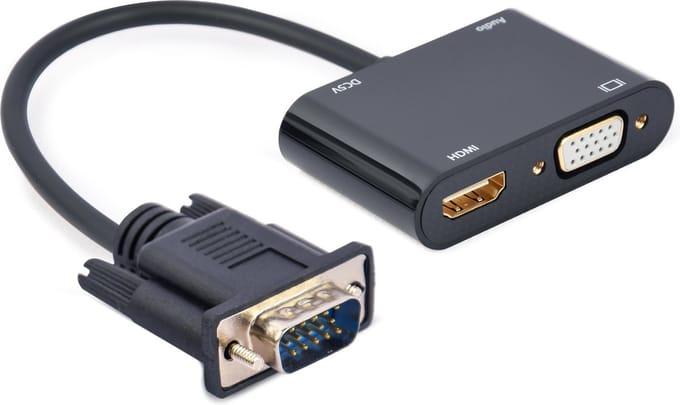 VGA naar HDMI + VGA adapterkabel, 0,15 m, zwart