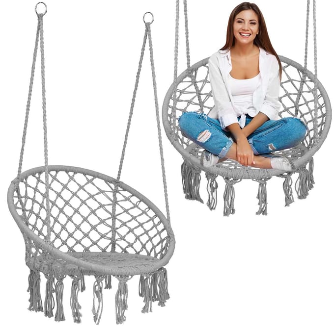 BOHO hangende schommeltuinstoel - grijs