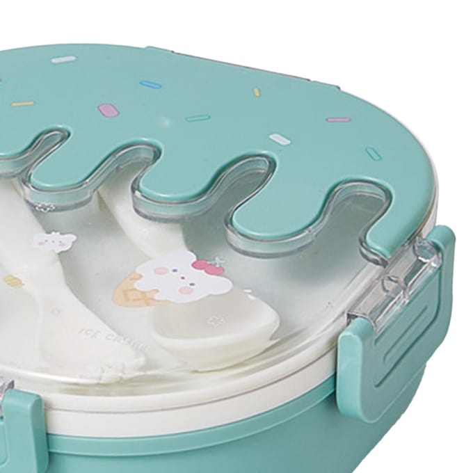 Bento Lunchbox voor Kinderen Volwassenen 3 Compartimenten Plastic Leuke IJs Lunch Snack Containers met Pink white