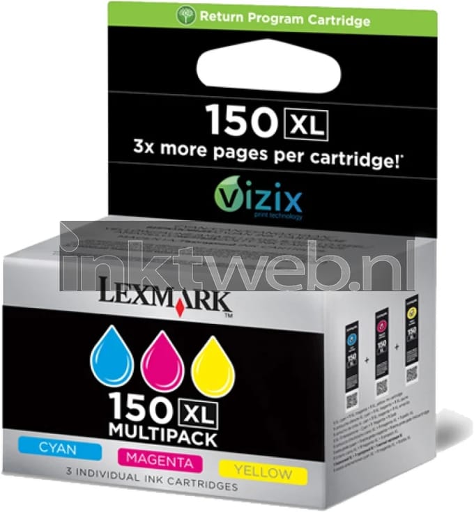 Lexmark 150XL multipack C/M/Y kleur (Origineel Hoge Capaciteit)