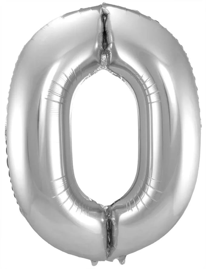 Folieballon Cijfer 0 - Zilver - 86 cm